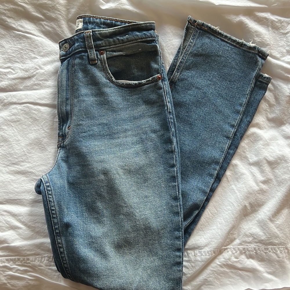 Abercrombie & Fitch high rise split hem curve-love jeans